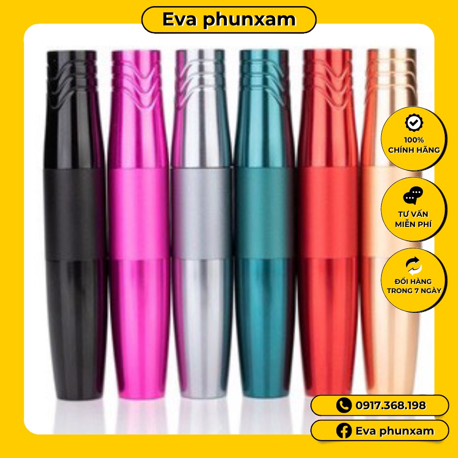 Máy Pen mini 5.0 plus hai đầu phun môi mày mí đi tatto bong đậm kèm nguồn led 7 màu không dùng bàn đạp