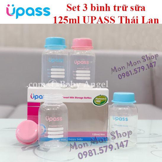 [Nguyên hộp] 3 bình trữ sữa mẹ Upass Thái Lan 125ml BPA free