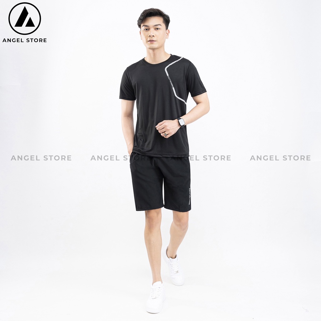 Bộ quần áo thể thao nam KEEP TRAINING, sét áo thun quần đùi nam ANGEL STORE mặc nhà, đi chơi đều đẹp