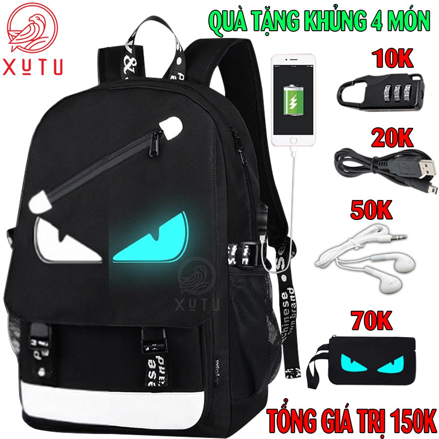 Balo nam nữ đi học thời trang phát sáng độc đáo Xutustore -TẶNG cápUSB+Khóasố+TaiNghe+Ví- Cặp đi học HOT nhất 2021
