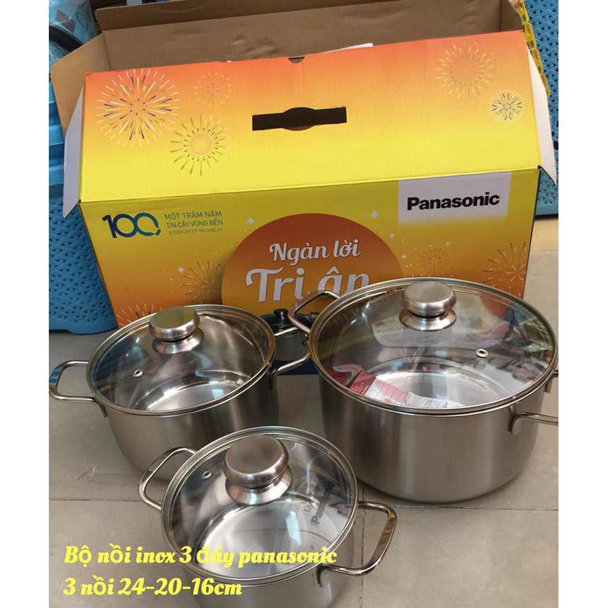 Bộ 3 nồi inox ba đáy nắp kính PANASONIC | Shopee Việt Nam