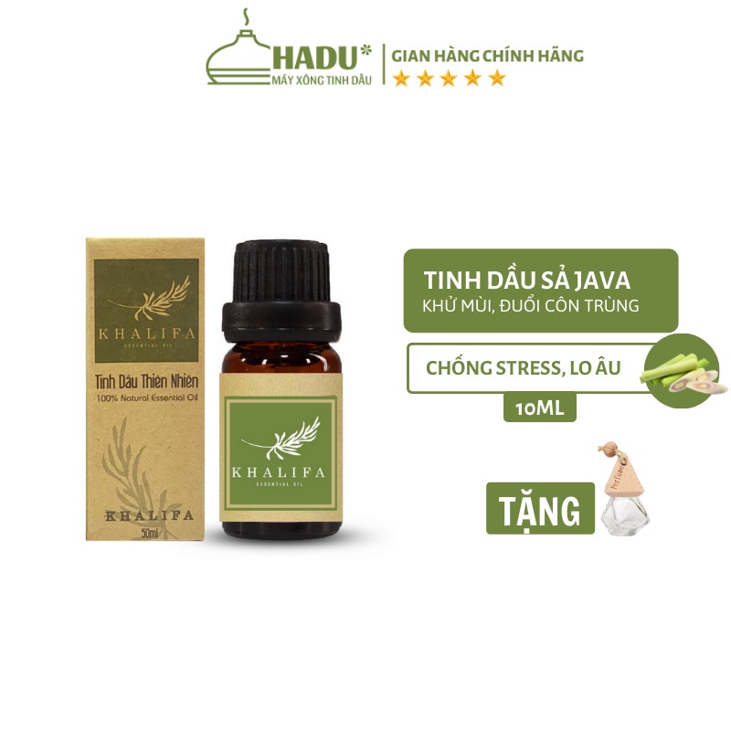 Tinh Dầu Sả Java Nguyên Chất Khalifa 50ml Tốt Cho Da Giảm Stress Khử Mùi Chống Say Xe Hàng Chính Hãng