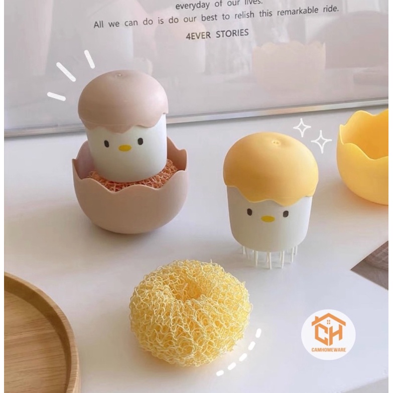 Dụng Cụ Rửa Bát Đĩa Cọ Chà Xoong Nồi Hình Con Vịt Cute Cam Homeware