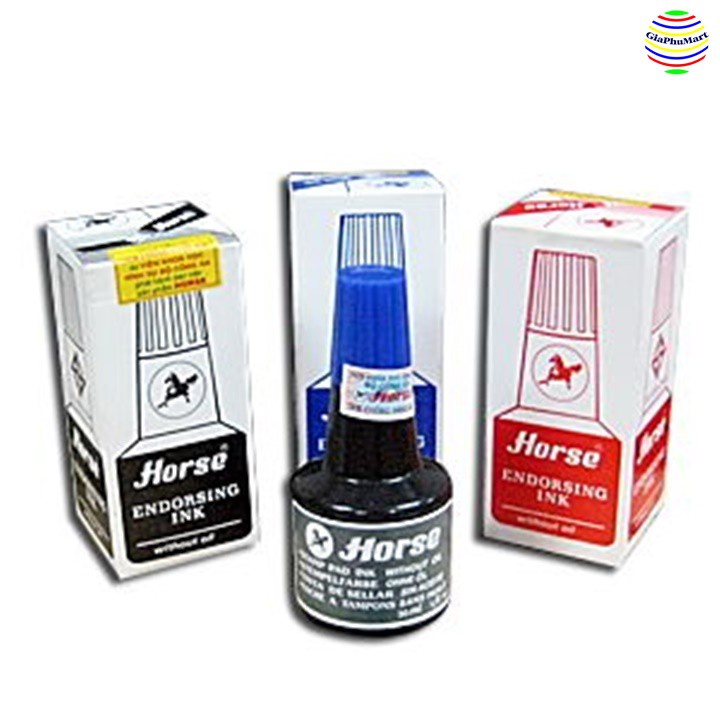 Mực dấu Horse xanh đỏ đen 30ml BIGSUKA