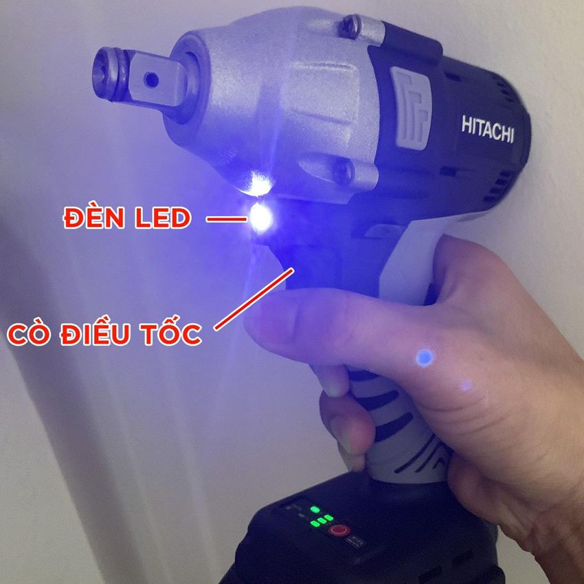 (GIÁ SỐC) Máy Siết Bulong HITACHII 199V - TẶNG 5 Đầu Khẩu - Không Chổi Than Đầu rỗng Bắt vít Khoan - 2 Pin
