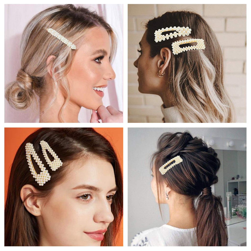 Kẹp tóc đính đá và hạt trai nhân tạo lấp lánh (nhiều mẫu) | Kẹp tóc Hàn Quốc