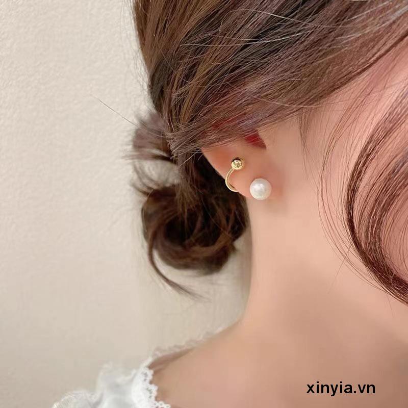 Bông Tai Mạ Bạc 925 Đính Ngọc Trai Đơn Giản Cá Tính Dành Cho Nữ