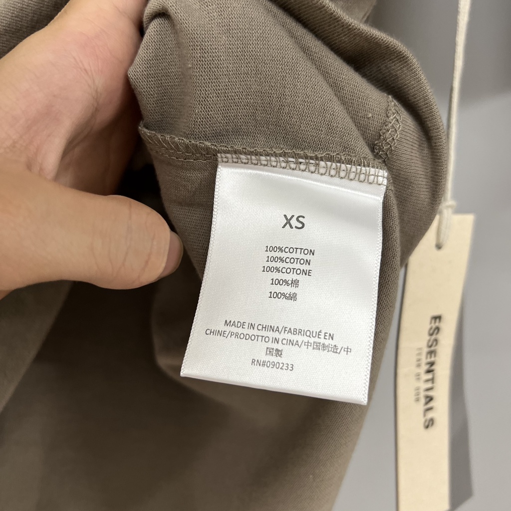 Áo và quần Fear Of God FOG Essentials SS22 Desert Taupe bản cao cấp, Set đồ FOG Essentials in nhung