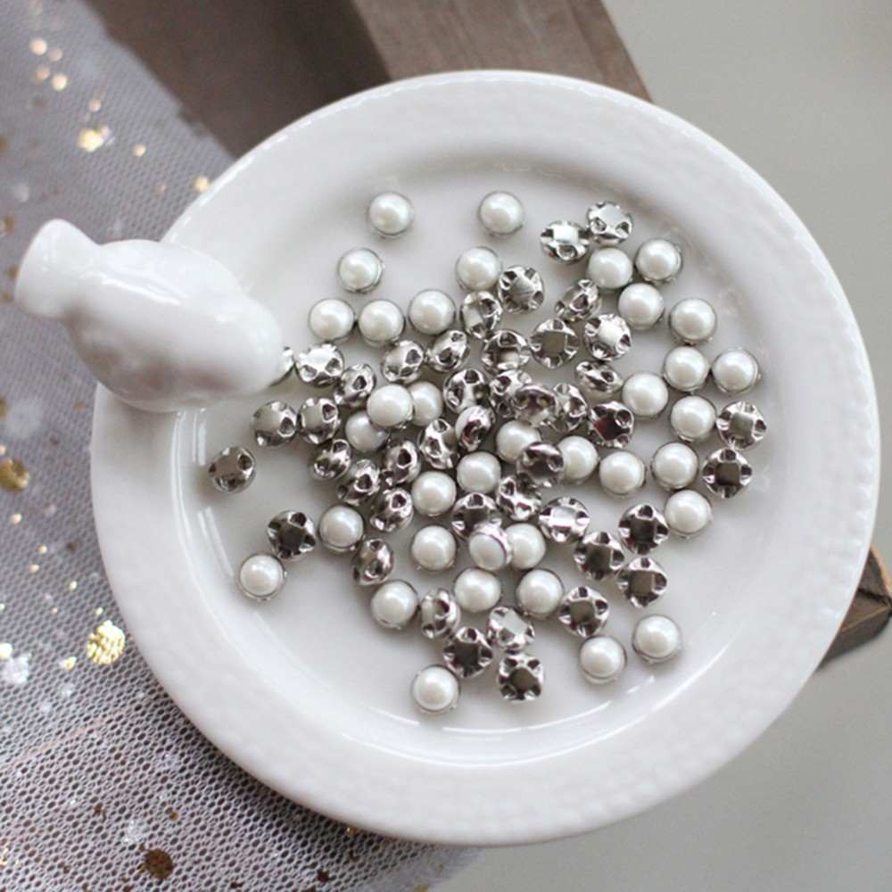 Bộ 50 Cúc Áo Đính Ngọc Trai Mini Dễ Thương Dùng May Quần Áo Búp Bê DIY