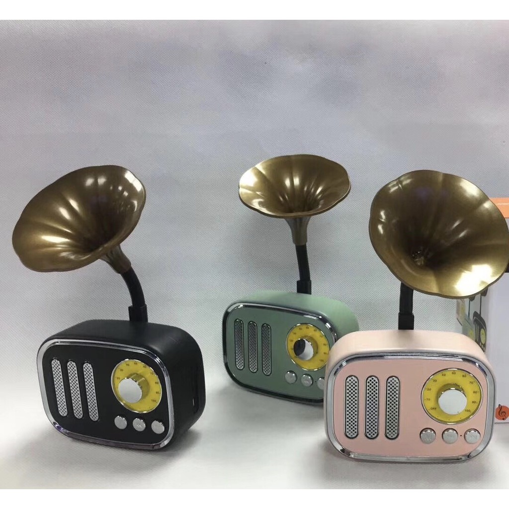 Loa bluetooth retro hình radio kèn trumpet, loa bluetooth mini retro