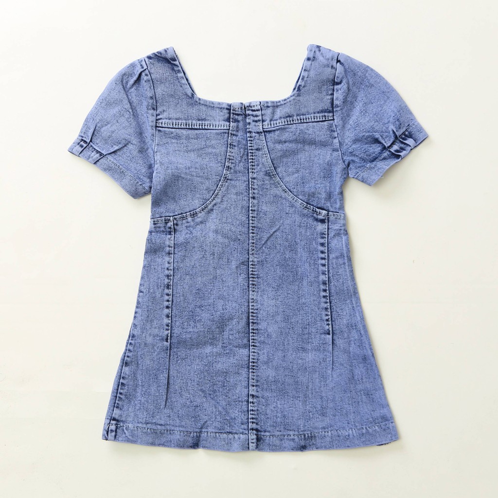 Váy Bò Denim Tay Phồng Cho Bé Gái Ngô Non(V0003)