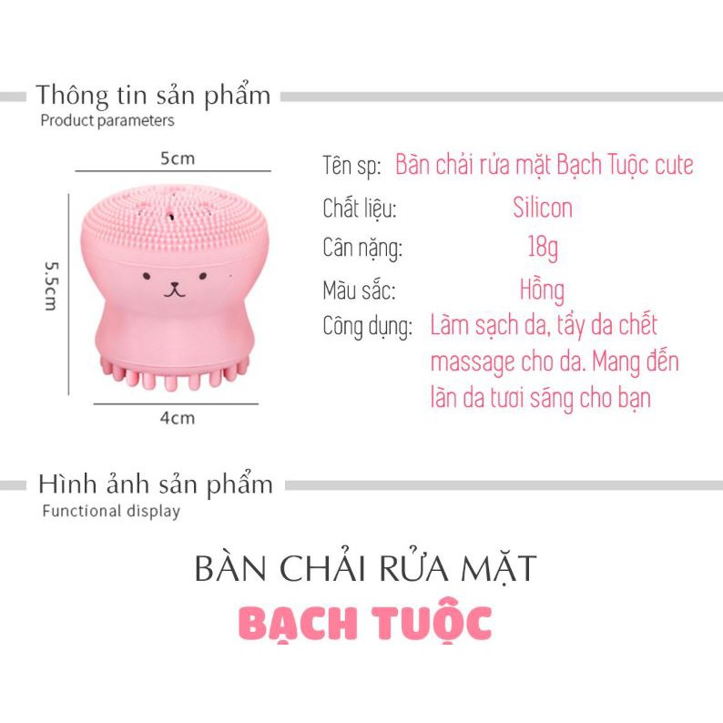 [GIÁ SỈ] MIẾNG RỬA MẶT SILICOL BẠCH TUỘC HỒNG BABY