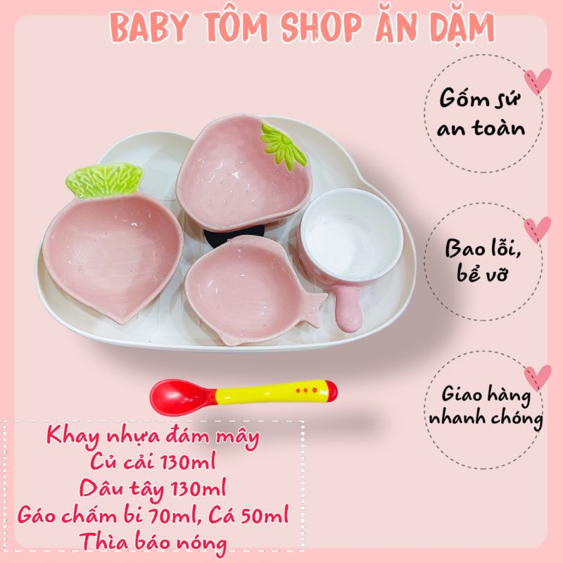 Combo bát ăn dặm gốm sứ Nhỏ, kiểu Nhật cho bé yêu, NPP Baby Tôm, chén bát sứ an toàn, đáng yêu
