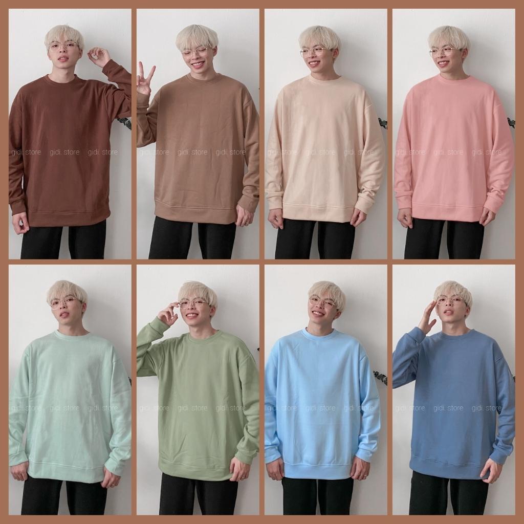 Áo Sweater Basic Thu Đông Nam Nữ Unisex - áo vải nỉ bông trơn tay dài dày dặn, mềm mịn kiểu OVERSIZE hot TREND form rộng