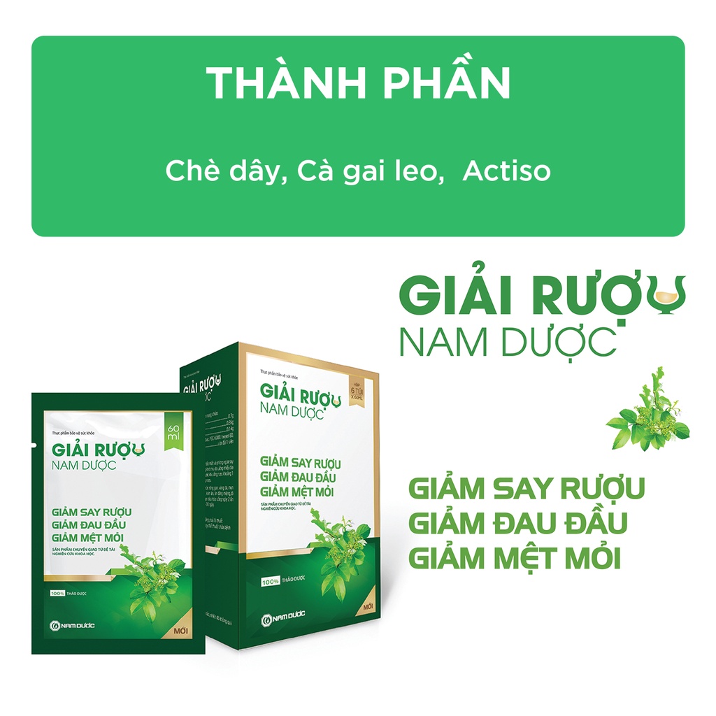 Nước giải rượu Nam Dược (hộp 6 túi)