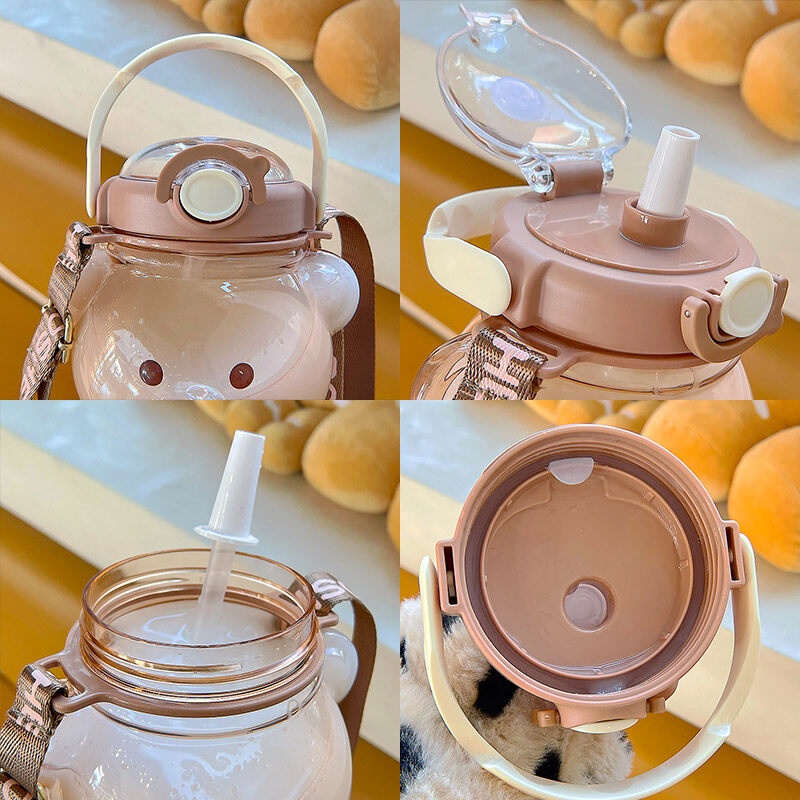 ONLY HOUSE Bình Nước Nhựa Dung Tích Lớn 1000 / 1400ml Thiết Kế Hình Gấu Dễ Thương