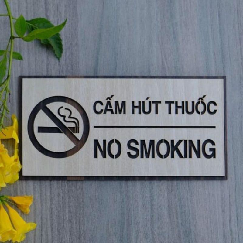 Bảng gỗ no smoking 25x11 cm