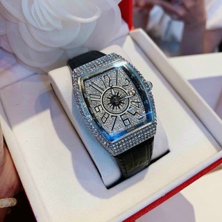 Đồng hồ nữ đeo tay dây da franck muller, đồng hồ đính đá thời trang cao cấp siêu đẹp fullbox chống nước