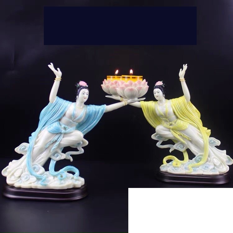 Đồ thờ cúng tiên nữ bay 20cm đế gỗ dâng nến - Văn phòng phẩm Nhơn Phát