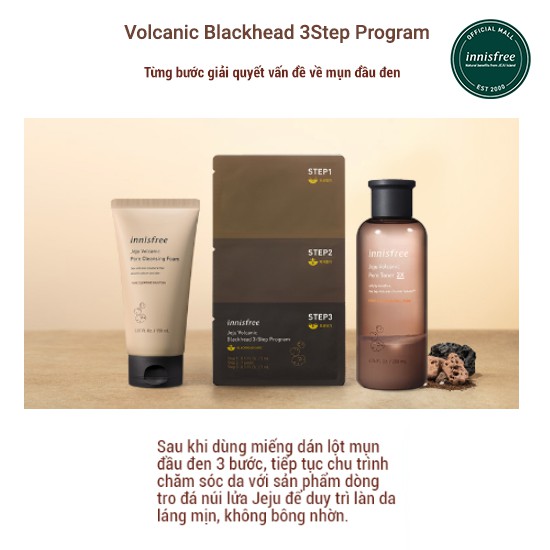 [Mã COSIFSBD giảm 10% đơn 400K] Mặt nạ 3 bước lột mụn đầu đen innisfree Jeju Volcanic Blackhead 3Step Program (1 Miếng)