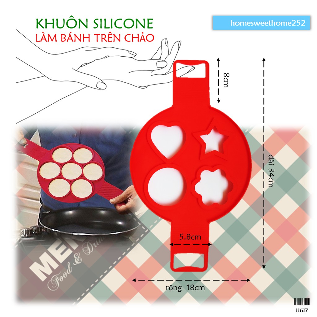 Khuôn bánh pancake trên chảo khuôn silicon chịu nhiệt