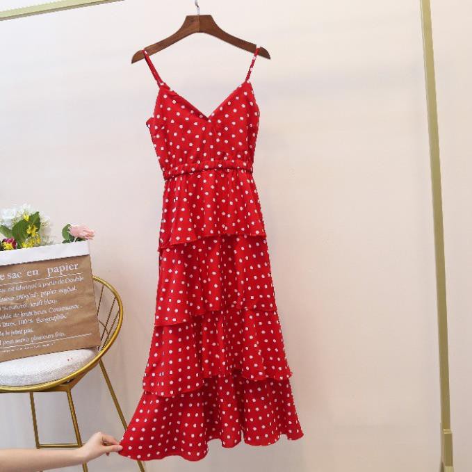 🌸Hàng Order🌸 Váy Bigsize  2 Dây Chấm Bi Chân Váy Xếp Ly Tầng Dịu Dàng 🌸Hàng Quảng Châu | BigBuy360 - bigbuy360.vn