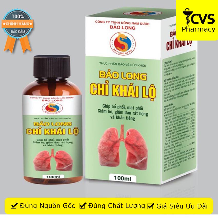 Bảo Long Chỉ Khái Lộ 100ml , hỗ trợ bổ phổi giảm đau rát họng , Cvspharmacy