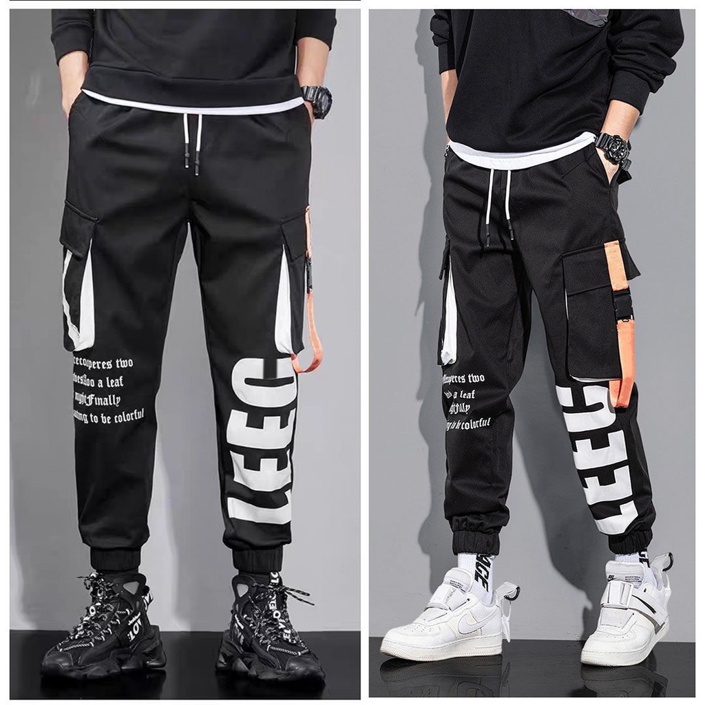 CHẤT DÀY CO GIÃN  Quần jogger nam kaki chữ X phong cách năng động trẻ trung màu đen có bo ống dáng dài