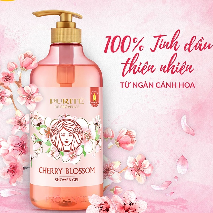 Sữa Tắm Purite Lưu Hương Lâu Da Mềm Mịn Hương Hoa Anh Đào Cherry Blossom 850ml