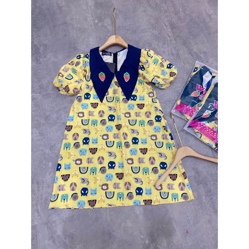 [Siêu Hot] Váy Nữ Dáng Suông Hoạ Tiết, Đầm Nữ Hoạ Tiết Tay Phồng Cổ Phối Siêu Xinh Có Ảnh Thật Kèm Video | BigBuy360 - bigbuy360.vn