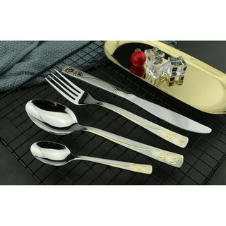 Bộ dao, dĩa, thìa inox 304 cao cấp châu Âu, chạm khắc bằng Laser