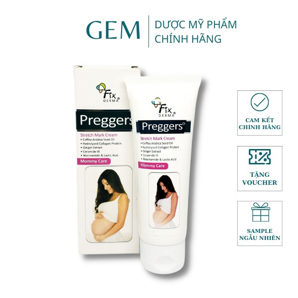 Kem ngăn ngừa, làm mờ vết rạn da trước, sau sinh Fixderma Preggers Stretch Mark Cream