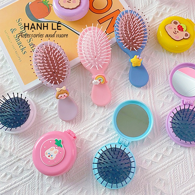 Gương tay kèm lược họa tiết xinh xắn nhiều mẫu mã đáng yêu cho bạn gái dễ mang theo khi đi chơi bên ngoài, đi du lịch