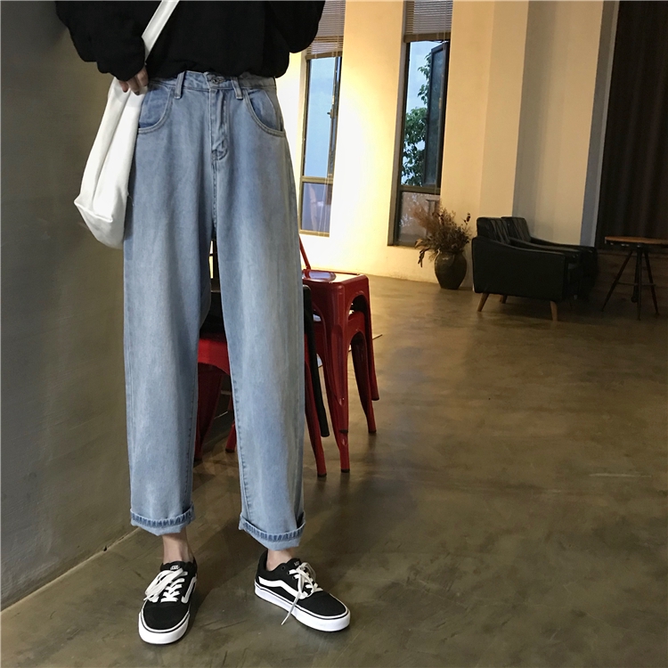 Quần jean lưng cao ống rộng phong cách Hàn Quốc dành cho nữ | BigBuy360 - bigbuy360.vn