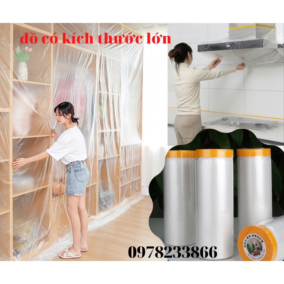 [Xả kho] Màng che phủ ngăn bụi nội thất đa năng ABA1,8x12, rộng 1,8m dài 12m (từ 20cm kéo rộng ra 1,8m)