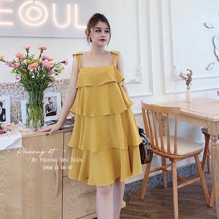 Đầm 2 dây dáng suông 3 tầng chất voan lụa nhẹ nhàng