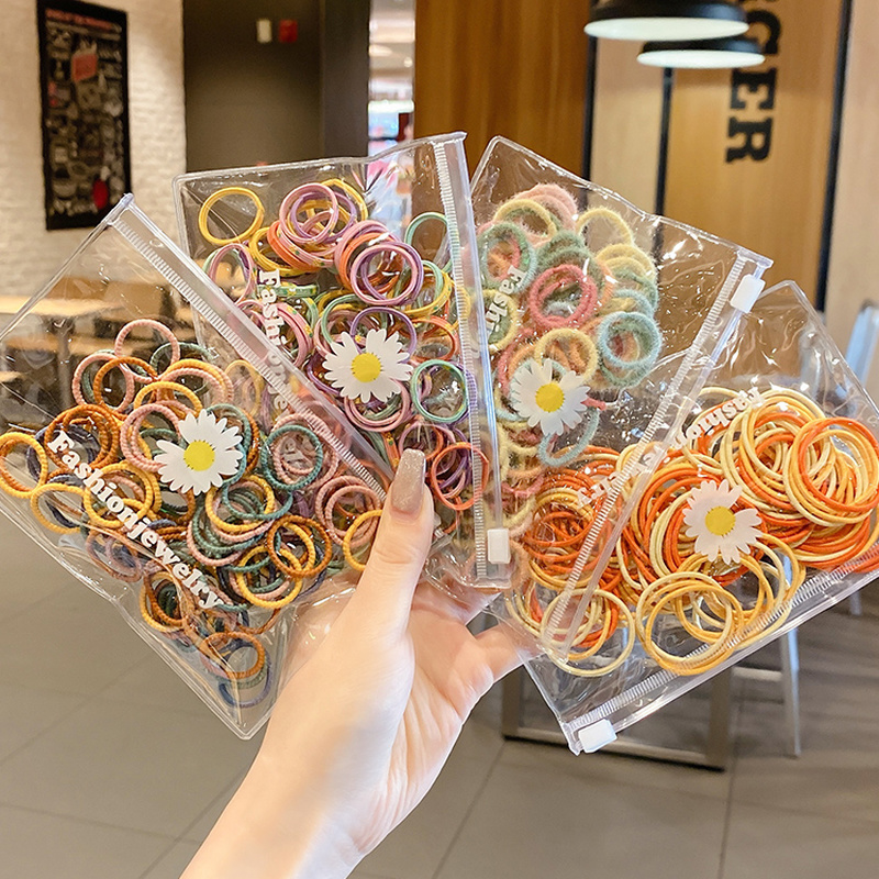 Bộ 100 Dây Cột Tóc Cao Su Nhiều Màu Sắc Thời Trang Hàn Quốc Cho Nữ