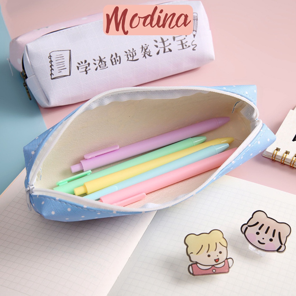 Túi đựng bút vải canvas cute MODINA, hộp bút vải in hình dễ thương
