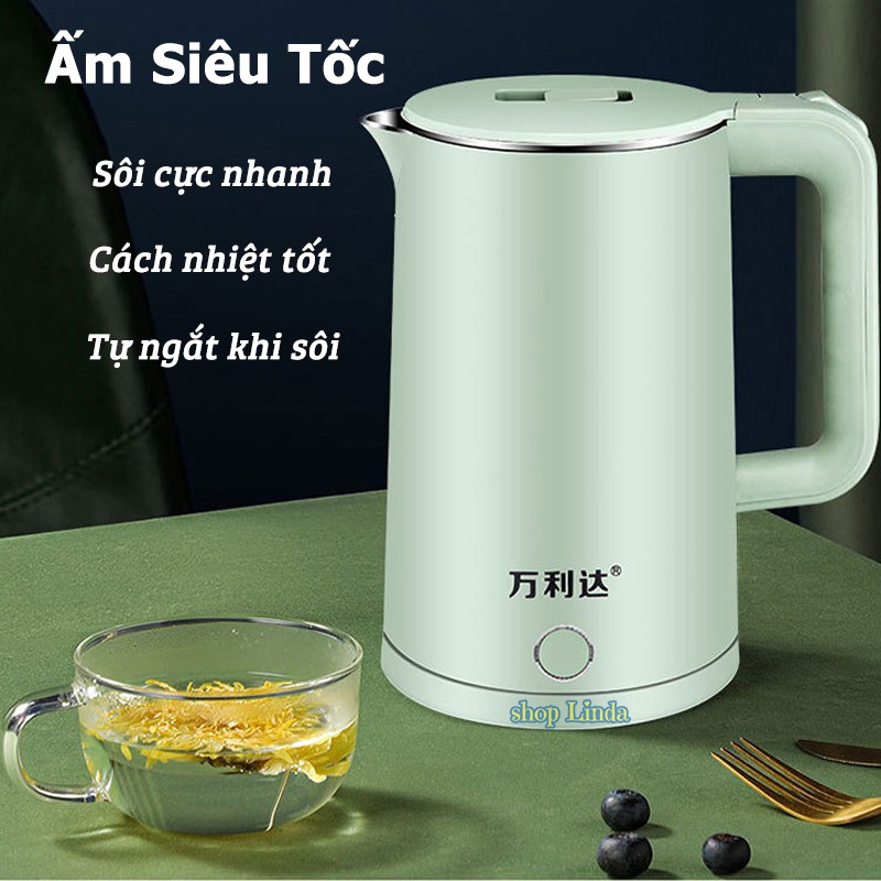 Ấm siêu tốc dung tích 2300ml, SÔI CỰC NHANH, tự ngắt khi sôi, cách nhiệt tốt, bình đun nước an toàn, tiện lợi