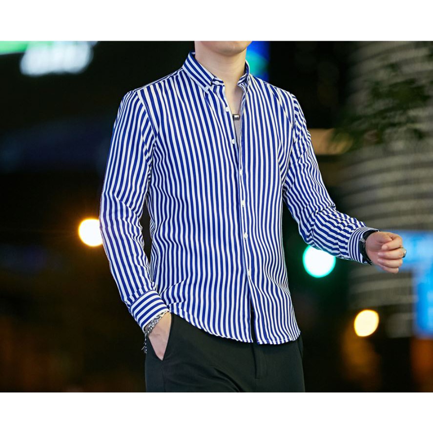 [XẢ KHO] Áo Sơ Mi Nam Dài Tay, Kẻ Sọc Đen Đỏ - Cổ Bẻ Công Sở - SM32 | BigBuy360 - bigbuy360.vn