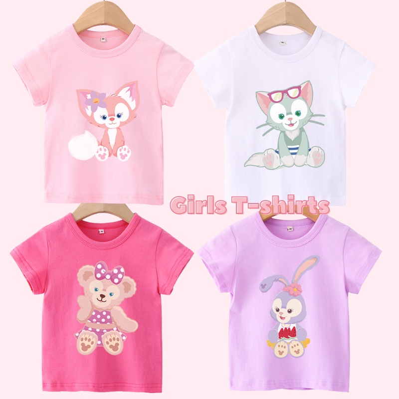 Áo thun cotton mềm mại in họa tiết động vật hoạt hình thời trang cho bé