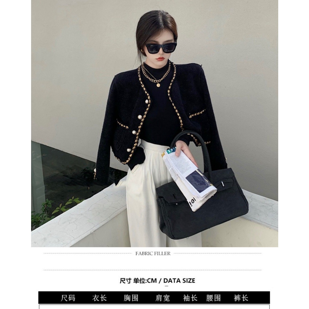 Áo khoác dáng ngắn phong cách retro trưởng thành thời trang thu đông đi làm dành cho nữ