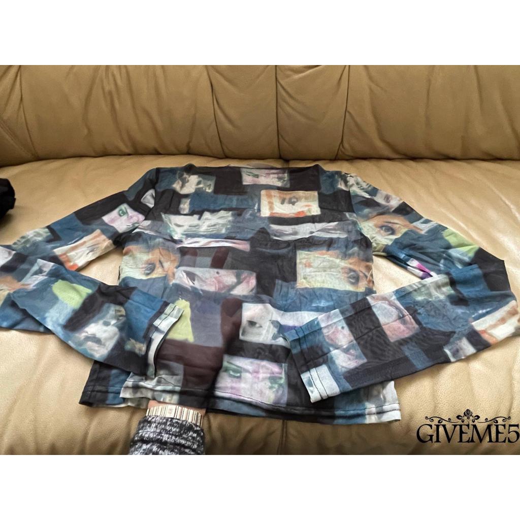 Áo thun tay dài phối lưới xuyên thấu thời trang cho nữ