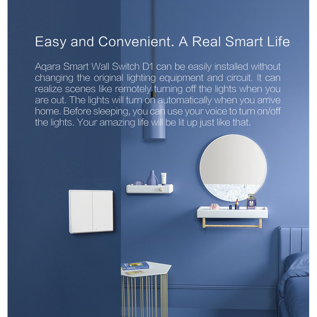 AQARA Công Tắc Đèn Gắn Tường Thông Minh Không Dây D1 Zigbee Cho Nhà Ở MI home APP Homekit