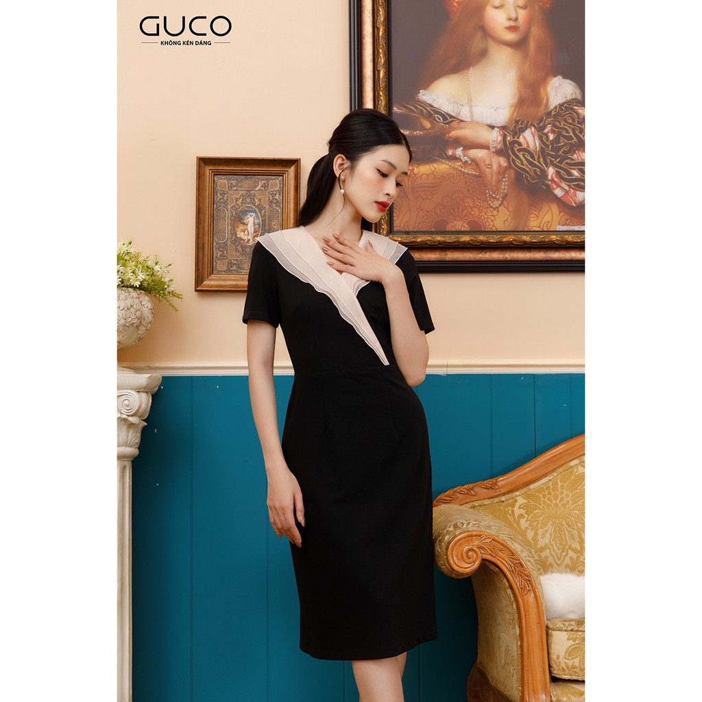 GUCO - Đầm chữ A phối bèo cổ 2613