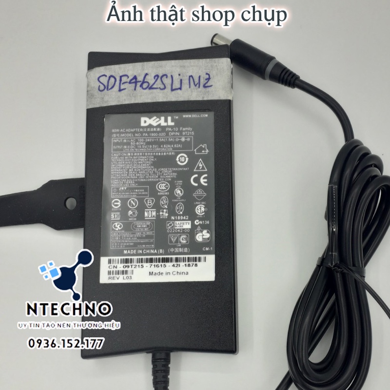 Sạc Zin Laptop Dell 19.5V - 4.62A 90W Slim chân kim to cho Latitude seri Vostro seri Inspiron seri Studio⭐Bảo hành 12