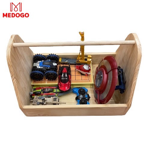 Kệ gỗ đựng đồ chơi MEDOGO có bánh xe di chuyển tiện lợi chất liệu gỗ thông nhập khẩu an toàn cho bé