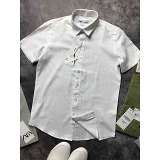 [ Xả Hàng ] Áo Sơmi Đũi Cổ Bẻ Tay Ngắn