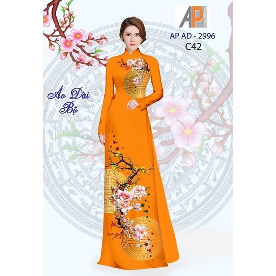 Vải áo dài hoa xuân in 3D
