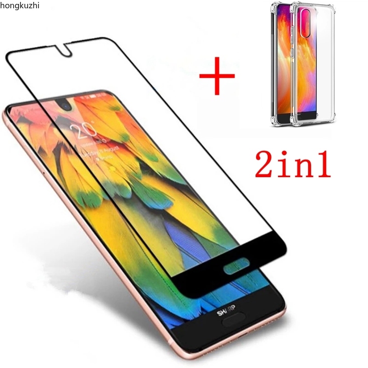 Ốp Điện Thoại Silicone TPU Trong Suốt + Kính Cường Lực 2 Trong 1 Chống Sốc Cho SHARP AQUOS S2 S3 R2